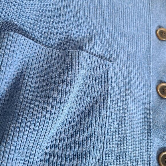 Land's End Women's Cardigan Size 1X Sweater Blue Button-Front Cotton Pockets - Picture 4 of 10